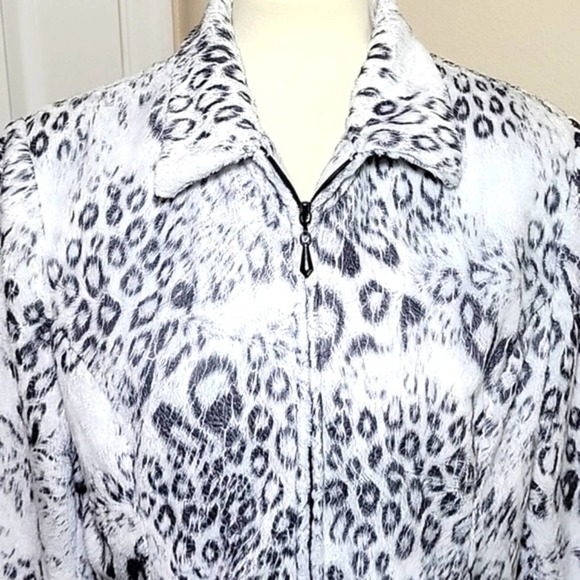 Vintage Giancarlo Ferrari Coat Jacket Animal Print Faux Fur Full Zip Women's 14 - Picture 3 of 9